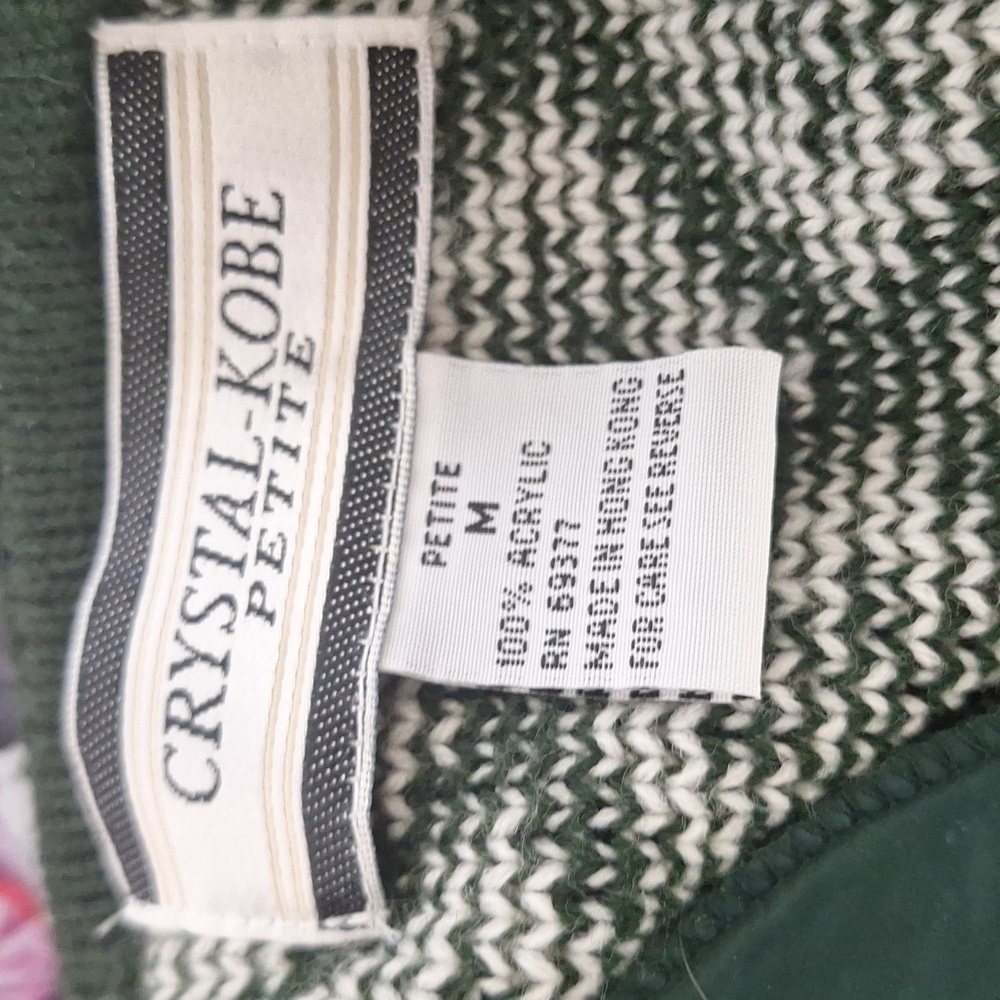 Vintage Crystal Kobe  Women's Cardigan Green Trees Nature Winter - Picture 10 of 10